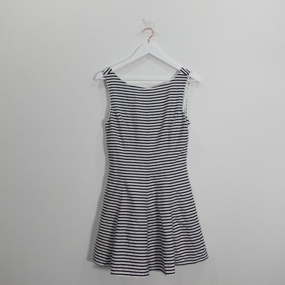 Zara Dress Size Medium Tank Short Mini Striped Scoop Back Casual Black Trafaluc - Picture 1 of 9